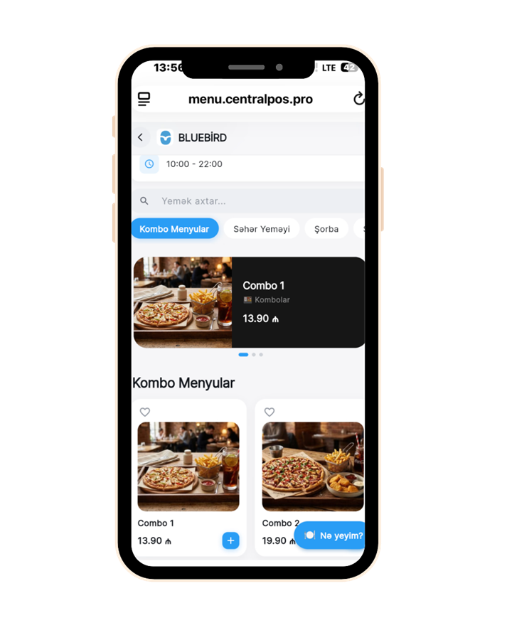 QR menyu — kateqoriyalar və məhsullar